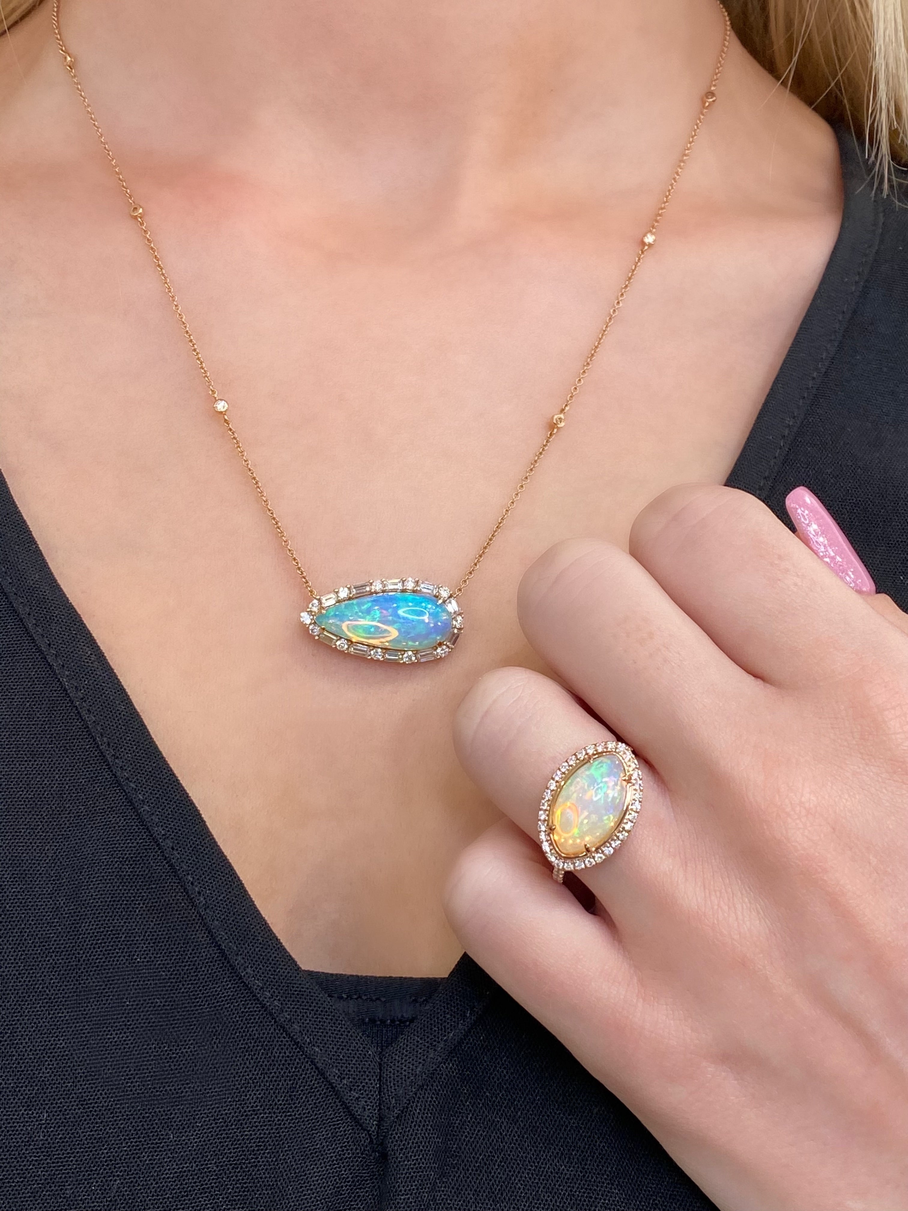 Pear-Shaped White Opal Necklace by Yael
