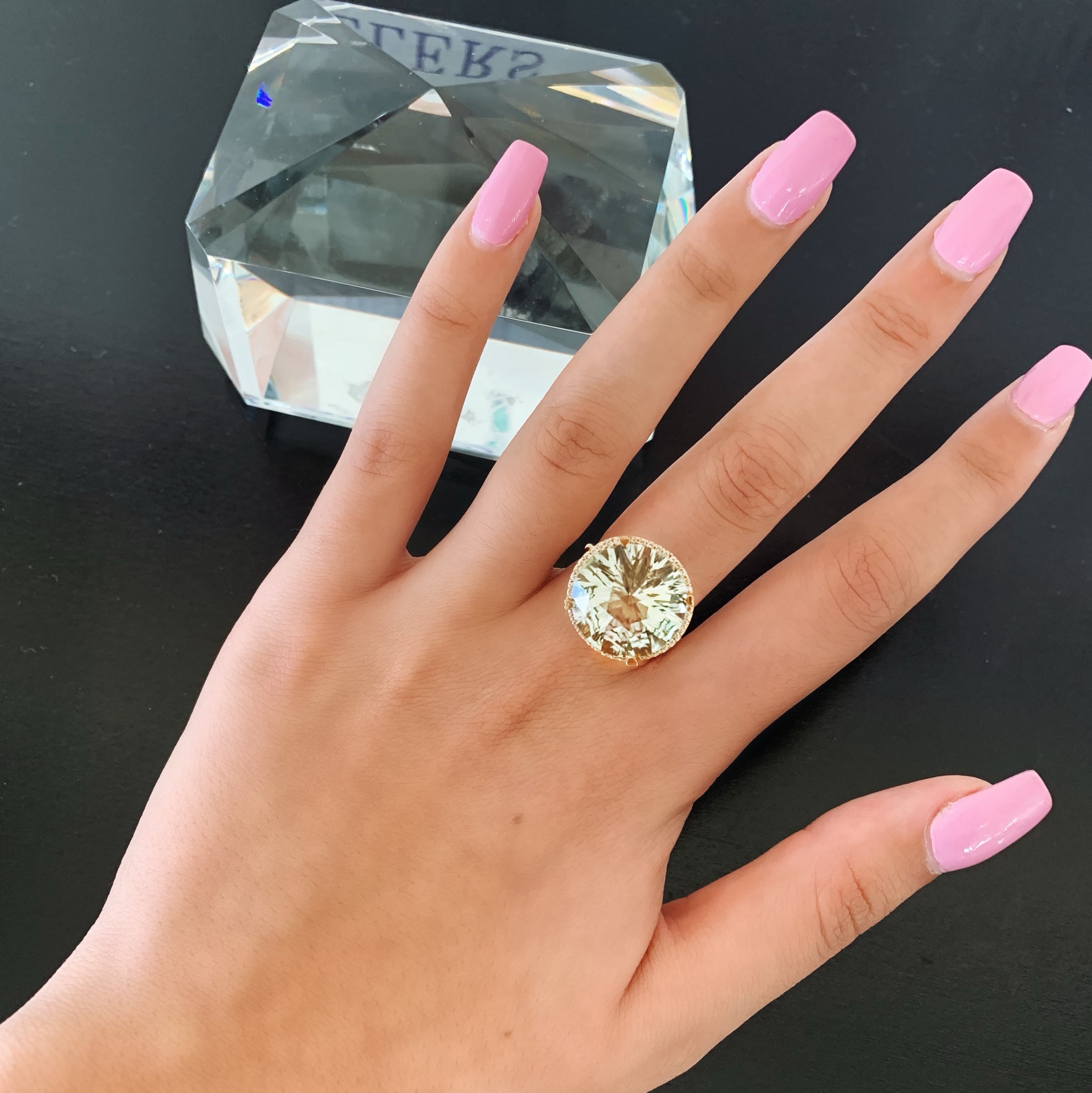 Prasiolite and Diamond Ring by Lisa Nik