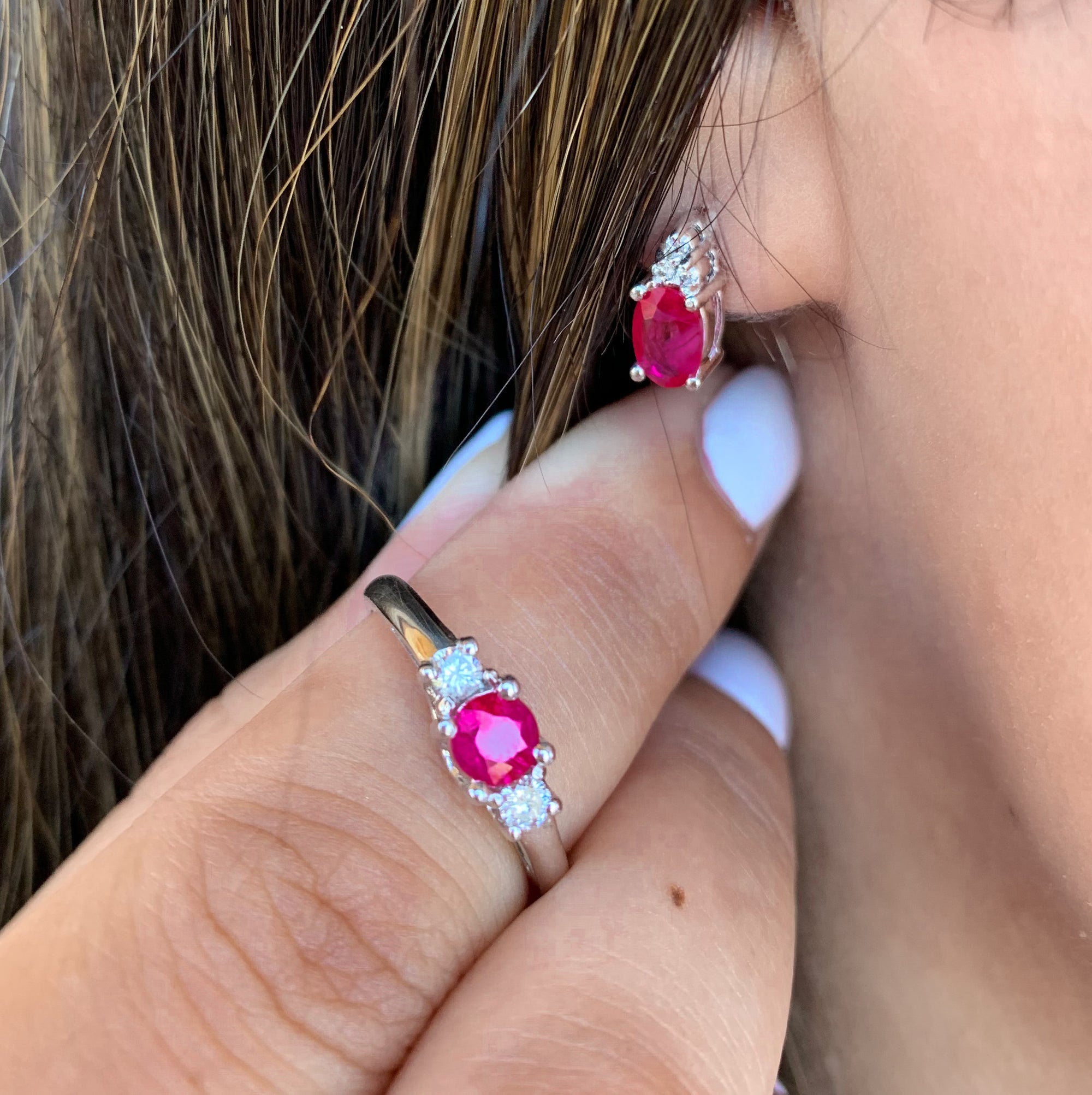 Ruby and Diamond July Birthstone Stud Earrings - Talisman Collection Fine Jewelers