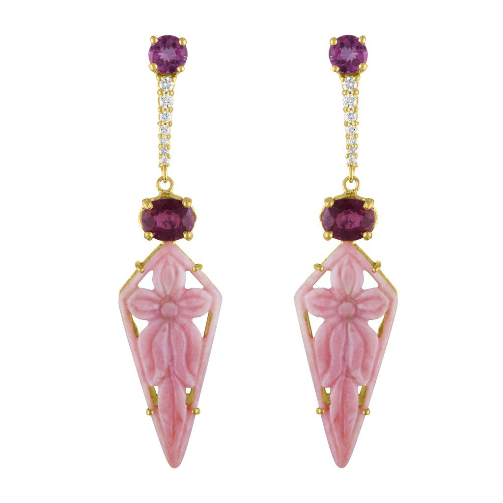 Pink Opal, Pink Tourmaline and Diamond Drop Earrings by Eden Presley - Talisman Collection Fine Jewelers