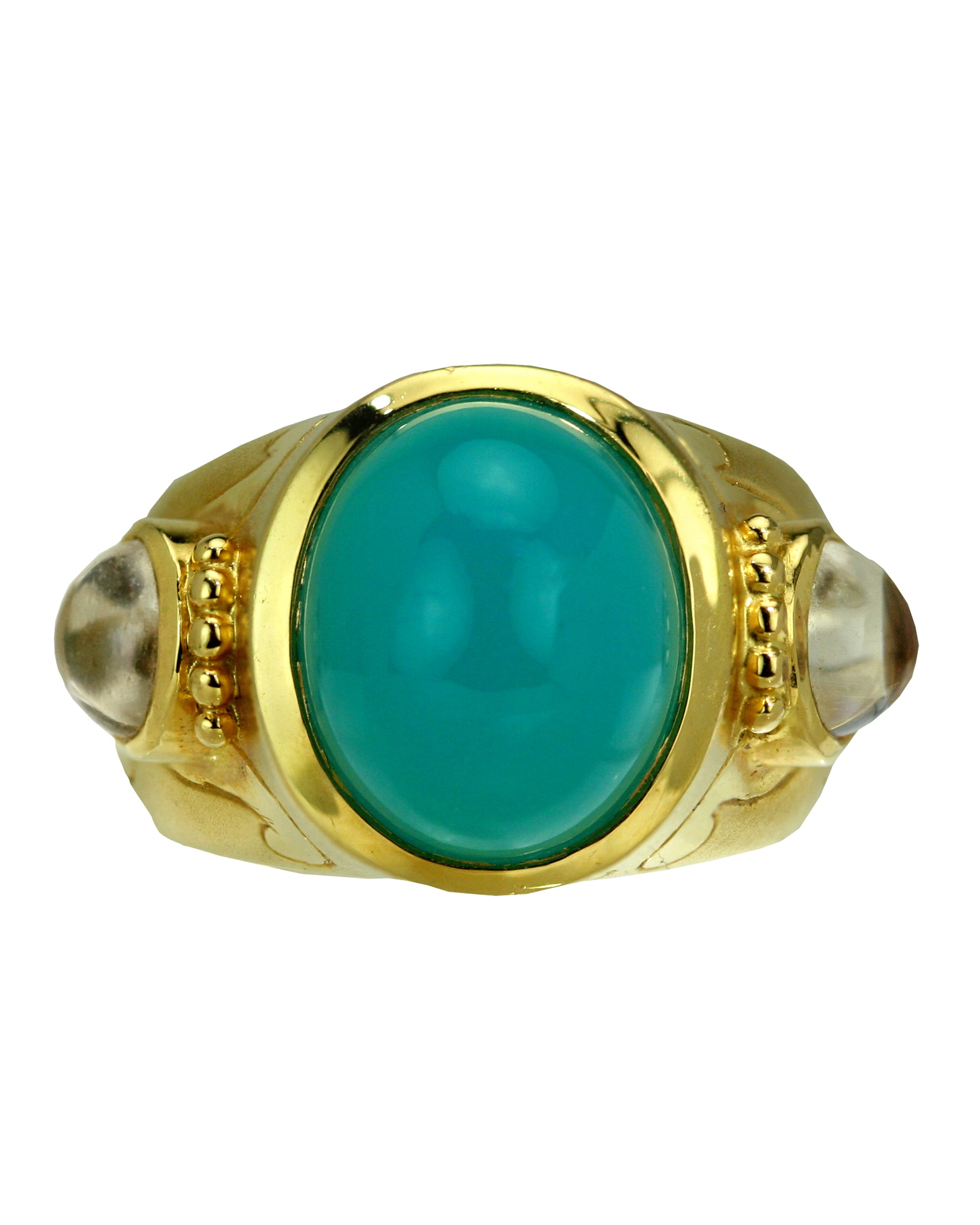 Crevoshay 18k Yellow Gold Cabochon Chrysocolla Ring by Paula Crevoshay - Talisman Collection Fine Jewelers