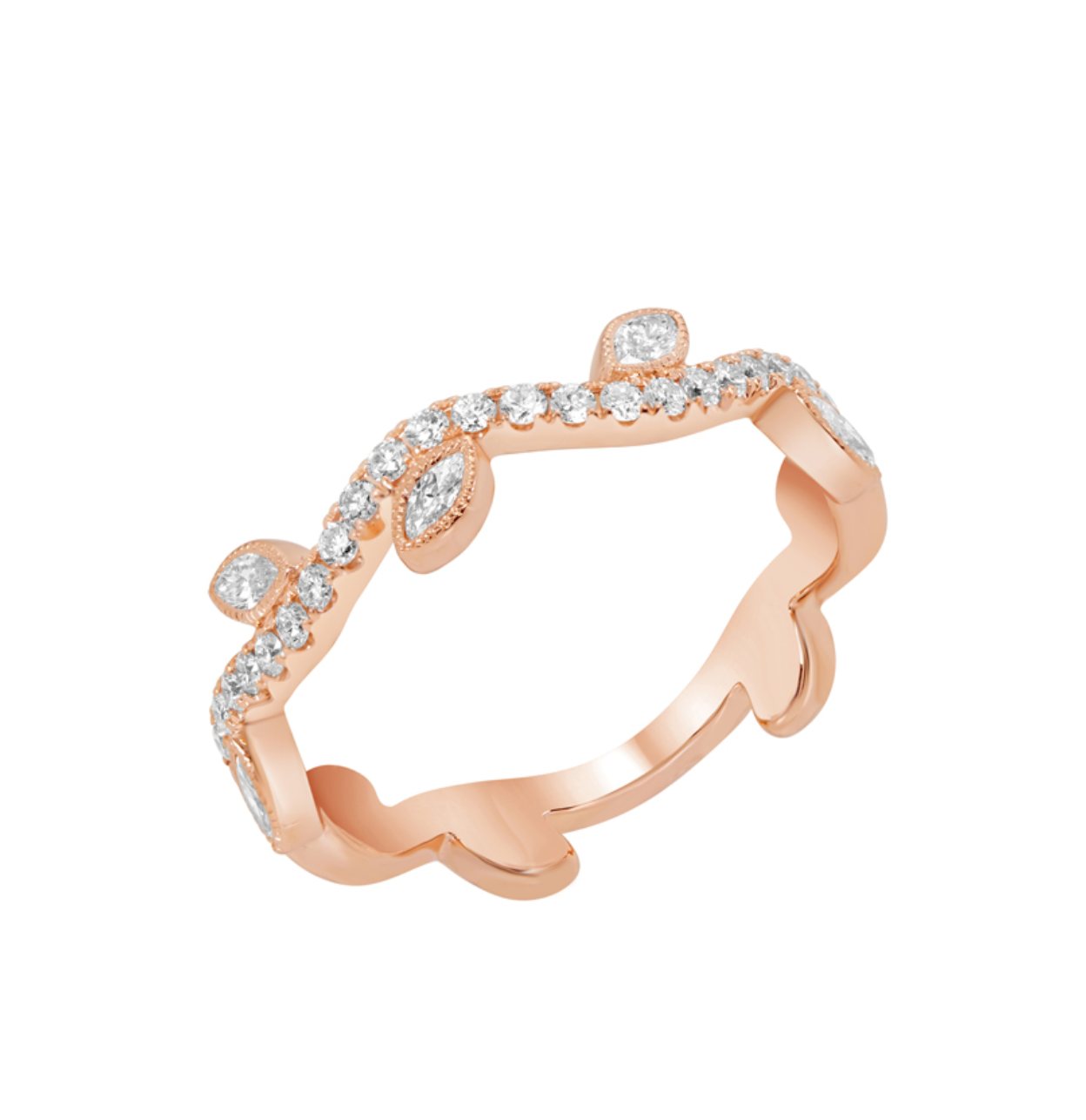 Diamond Vine Stacking Band in White, Yellow or Rose Gold - Talisman Collection Fine Jewelers