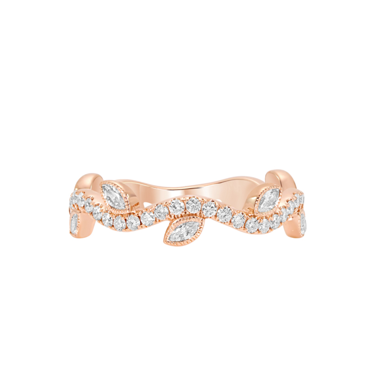 Diamond Vine Stacking Band in White, Yellow or Rose Gold - Talisman Collection Fine Jewelers