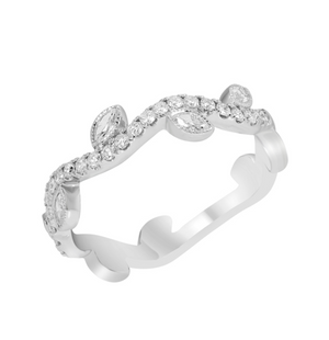 Diamond Vine Stacking Band in White, Yellow or Rose Gold - Talisman Collection Fine Jewelers