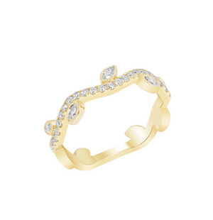 Diamond Vine Stacking Band in White, Yellow or Rose Gold - Talisman Collection Fine Jewelers