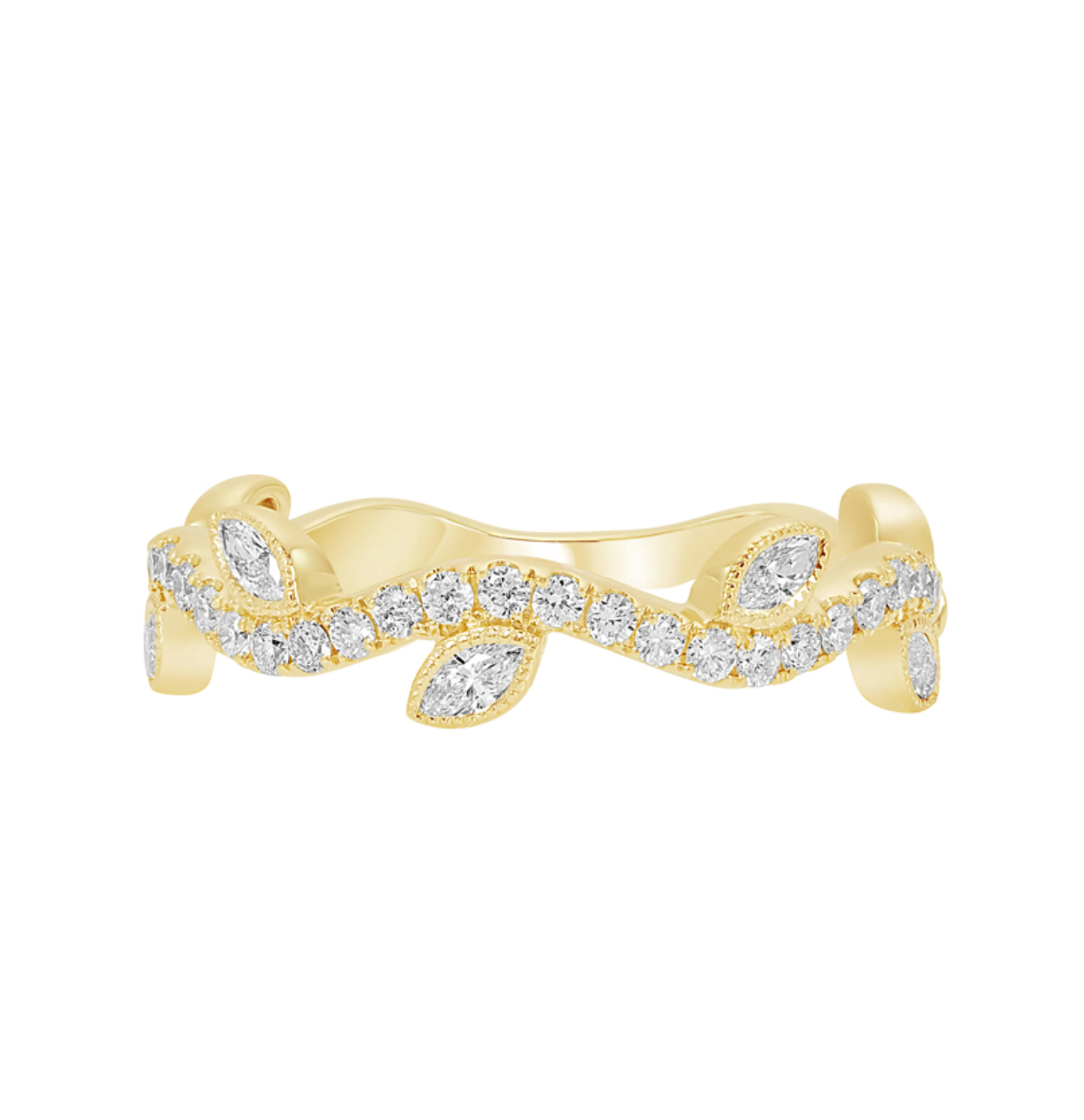 Diamond Vine Stacking Band in White, Yellow or Rose Gold - Talisman Collection Fine Jewelers