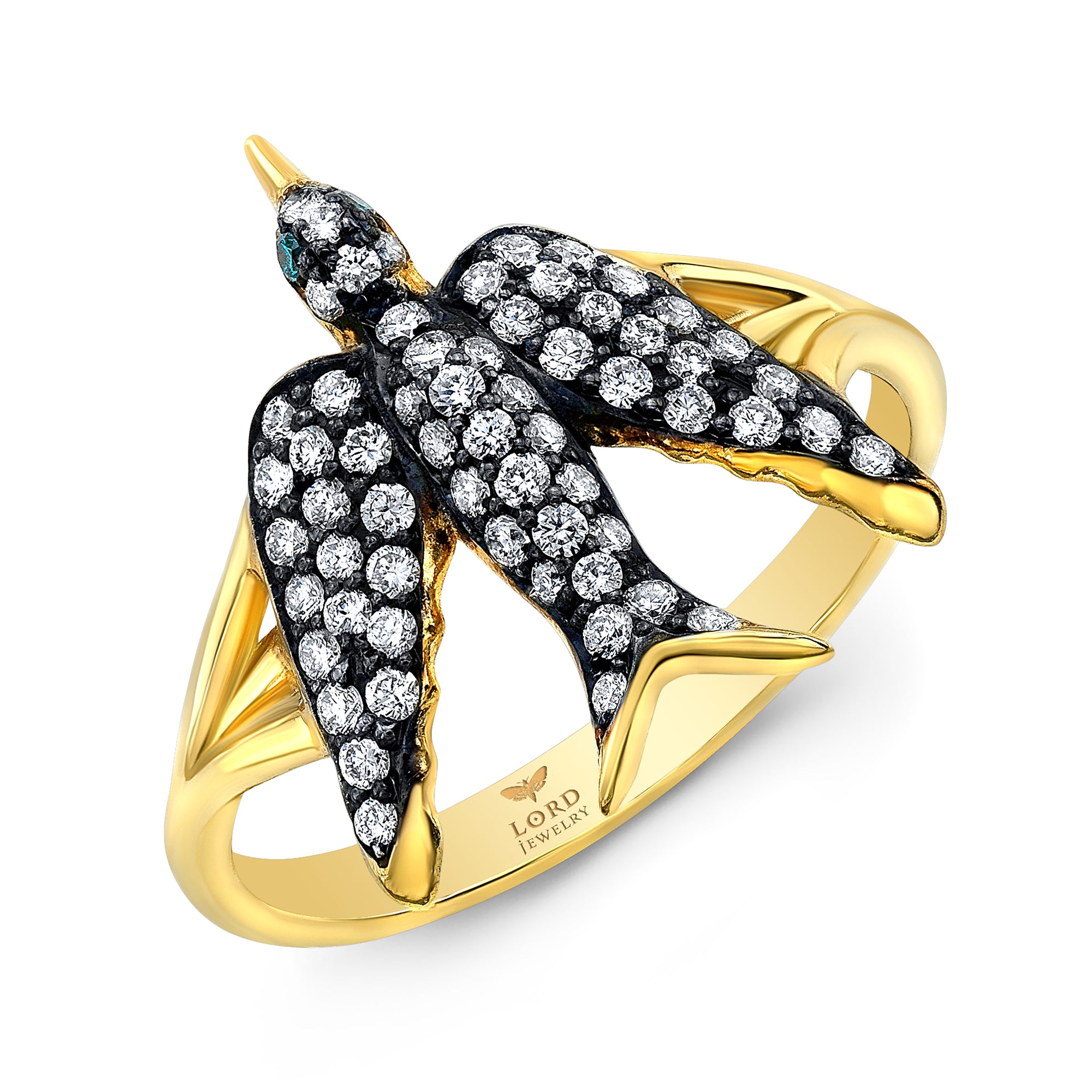 18k Yellow Gold and Diamond Sparrow Ring by Lord Jewelry - Talisman Collection Fine Jewelers