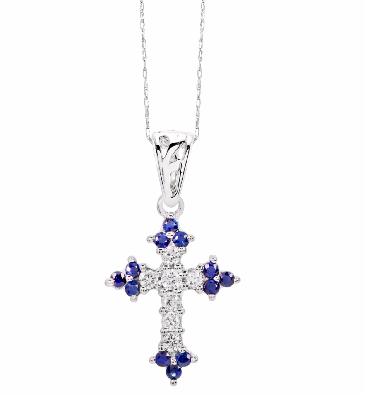 Blue Sapphire and Diamond Cross Pendant - Talisman Collection Fine Jewelers