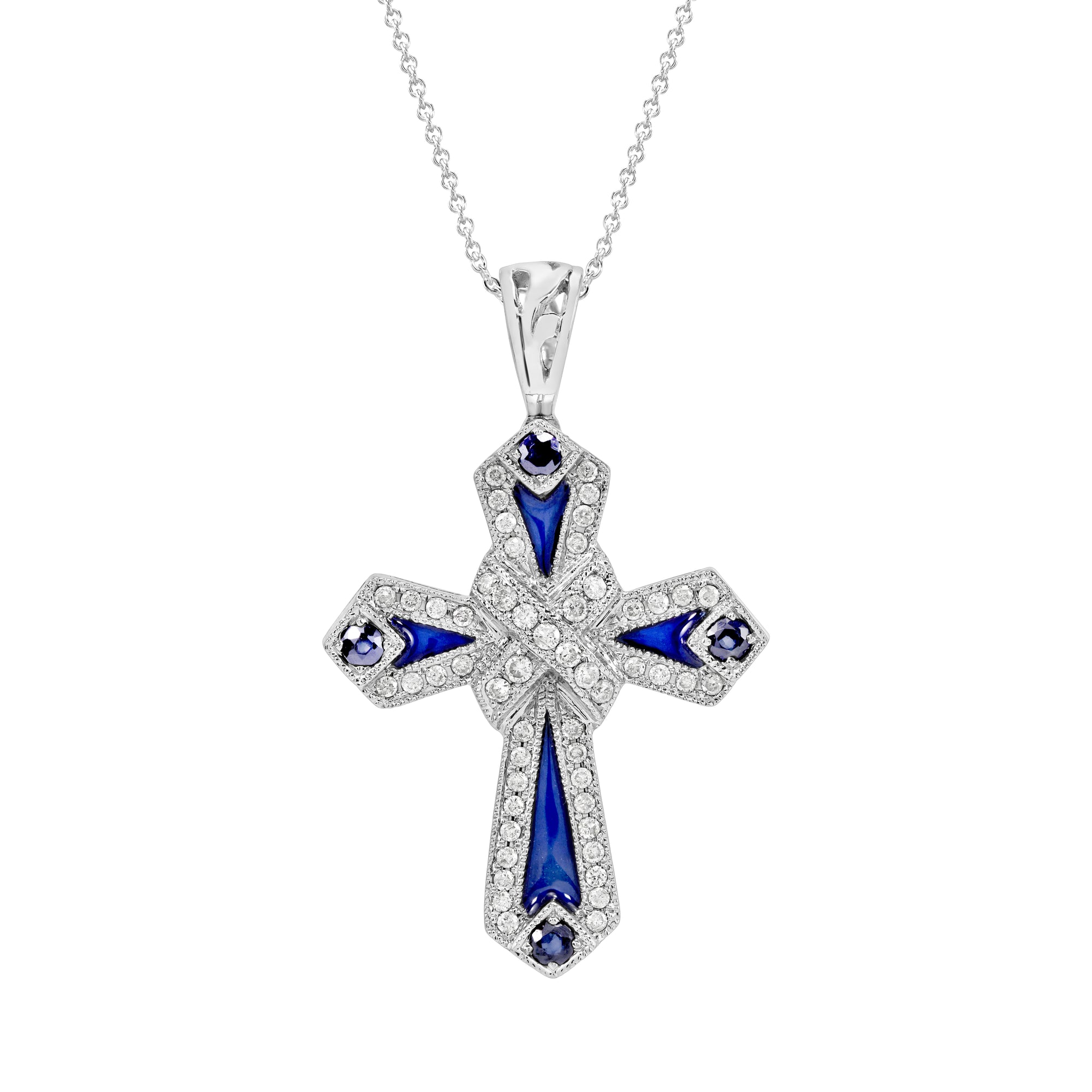 Diamond and Blue Sapphire Cross Pendant - Talisman Collection Fine Jewelers