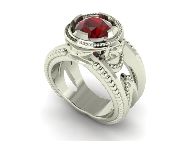 "Water Drop" Mozambique Garnet Ring by Geoff Thomas - Talisman Collection Fine Jewelers