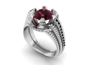 "Stairway" Black Diamond and Garnet Ring by Geoff Thomas - Talisman Collection Fine Jewelers