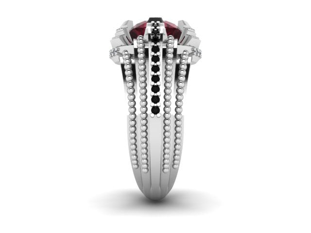 "Stairway" Black Diamond and Garnet Ring by Geoff Thomas - Talisman Collection Fine Jewelers