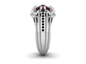 "Stairway" Black Diamond and Garnet Ring by Geoff Thomas - Talisman Collection Fine Jewelers