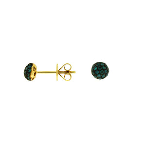 Blue Diamond Stud Earrings in 14k Yellow Gold - Talisman Collection Fine Jewelers