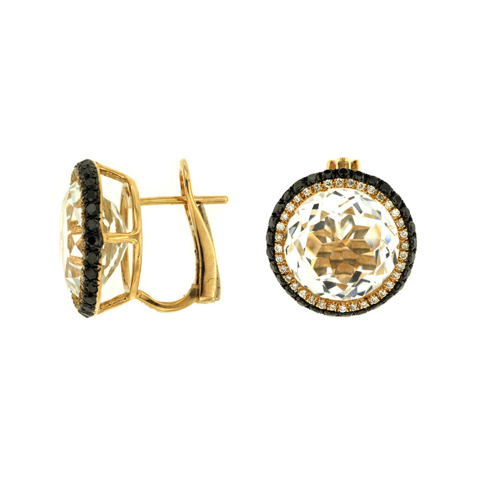White Topaz and Black Diamond Stud Earrings - Talisman Collection Fine Jewelers