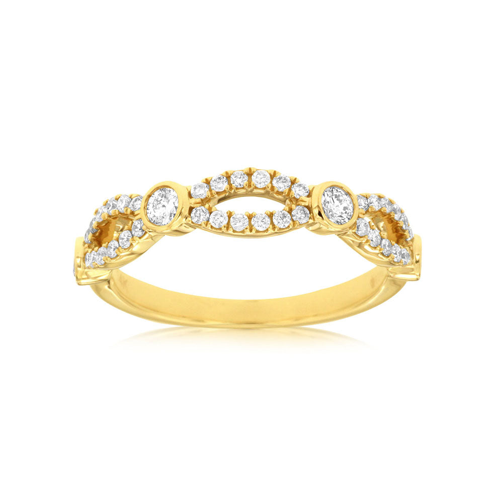 Diamond Twist Stack Band in 14k Yellow Gold - Talisman Collection Fine Jewelers