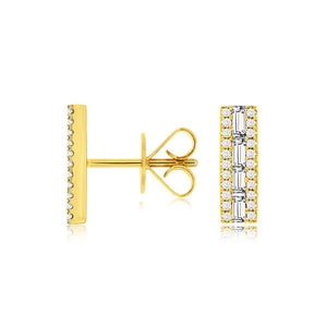 Diamond Line Stud Earrings in 14 Yellow Gold - Talisman Collection Fine Jewelers