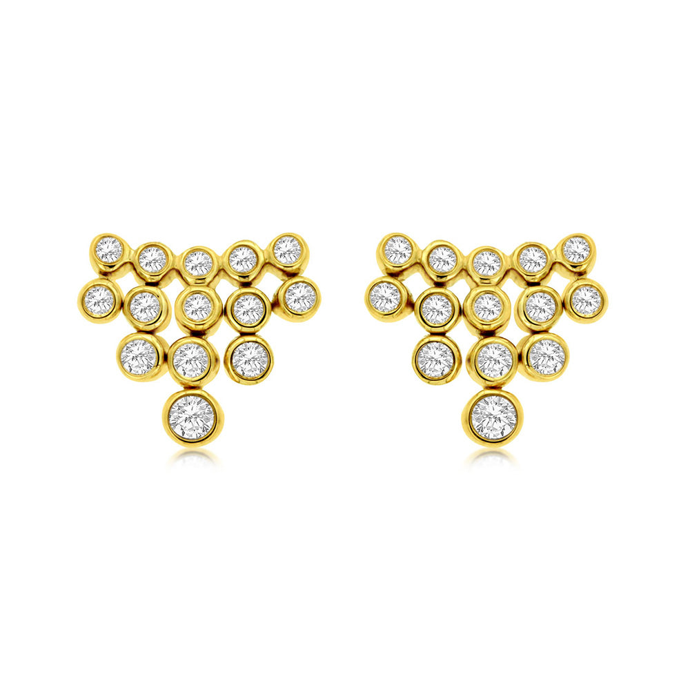 Diamond Honeycomb Stud Earrings in 14k Yellow Gold - Talisman Collection Fine Jewelers