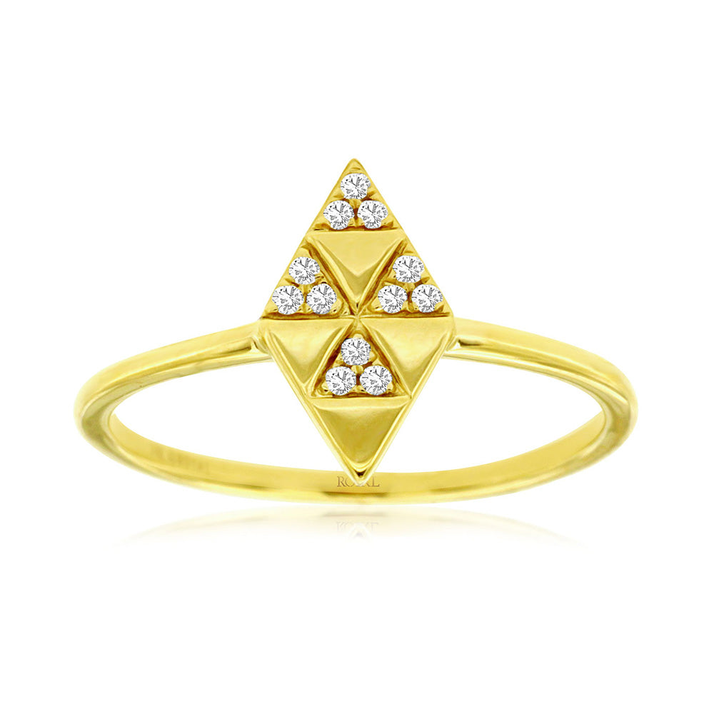 Diamond Shield Ring in 14k Yellow Gold - Talisman Collection Fine Jewelers