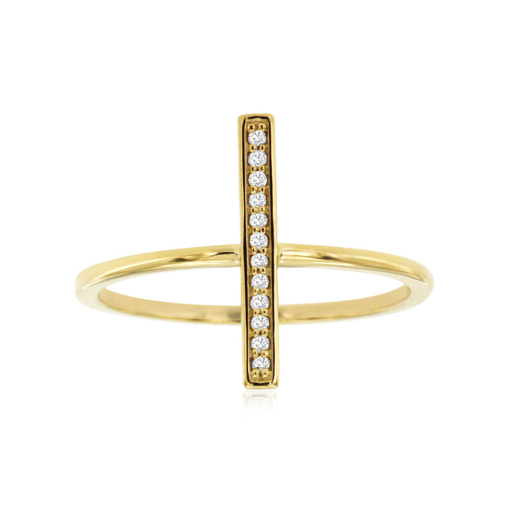 Diamond Bar Ring in 14k Yellow Gold - Talisman Collection Fine Jewelers