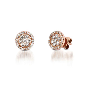 Diamond Mosaic Stud Earrings in 14k Rose Gold - Talisman Collection Fine Jewelers