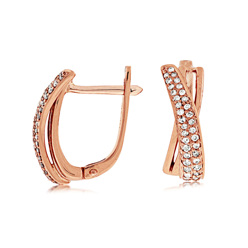 Diamond Parallax Hoop Earrings in 14k Rose Gold - Talisman Collection Fine Jewelers