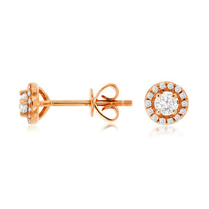 Diamond Halo Stud Earrings, 0.25 Carat Total Weight in 14k Rose Gold - Talisman Collection Fine Jewelers