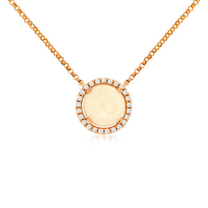 Opal and Diamond Disc Necklace in 14k Rose Gold - Talisman Collection Fine Jewelers