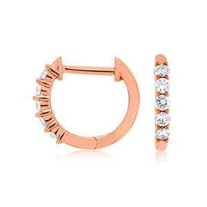 Diamond Hoop Earrings, 0.25 Carat Total Weight in 14k Rose Gold - Talisman Collection Fine Jewelers