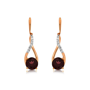Rhodolite Garnet and Diamond Drop Earrings in 14k Rose Gold - Talisman Collection Fine Jewelers