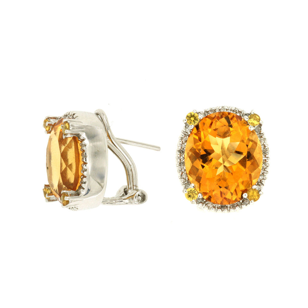 Citrine and Diamond Sunbeam Stud Earrings - Talisman Collection Fine Jewelers
