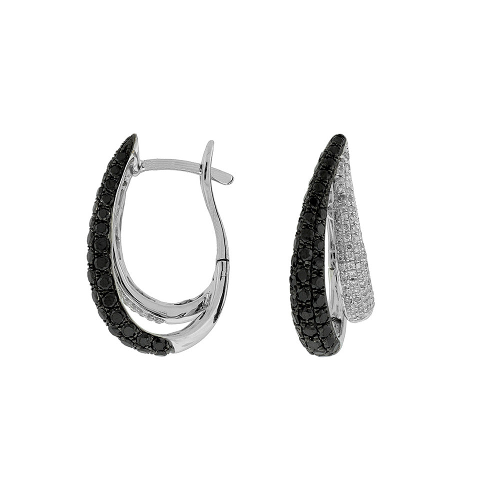 Black and White Diamond Hoop Earrings - Talisman Collection Fine Jewelers