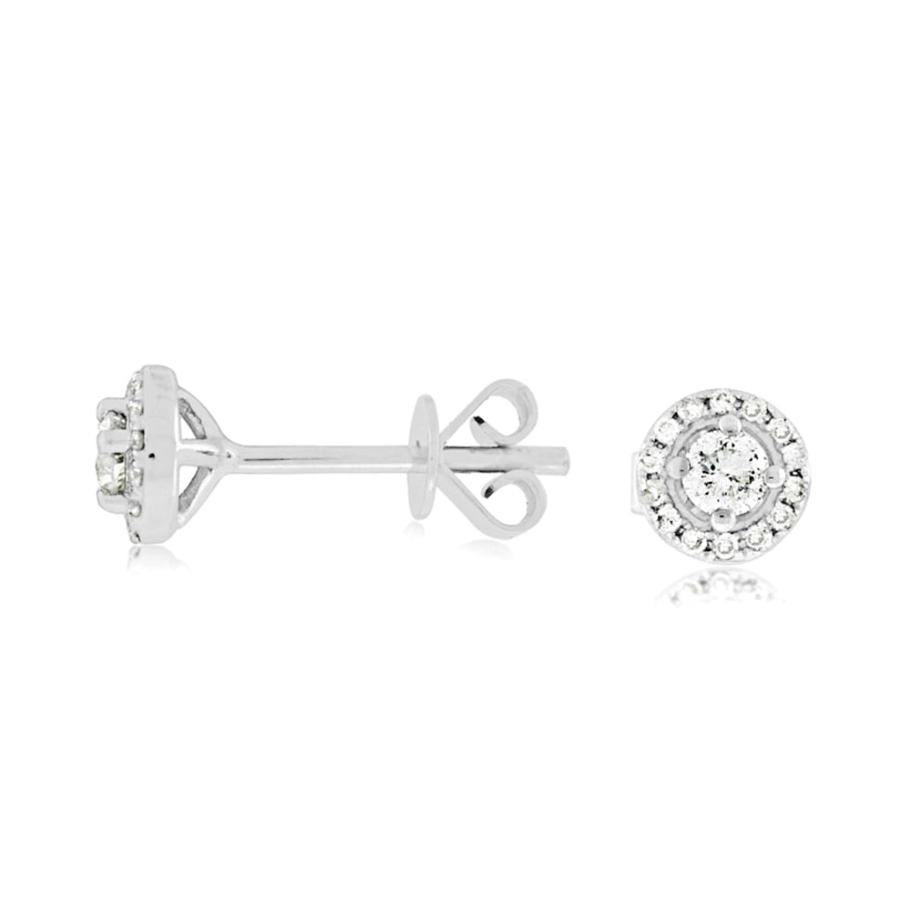 Diamond Halo Stud Earrings, 0.25 Carat Total Weight in 14k White Gold - Talisman Collection Fine Jewelers