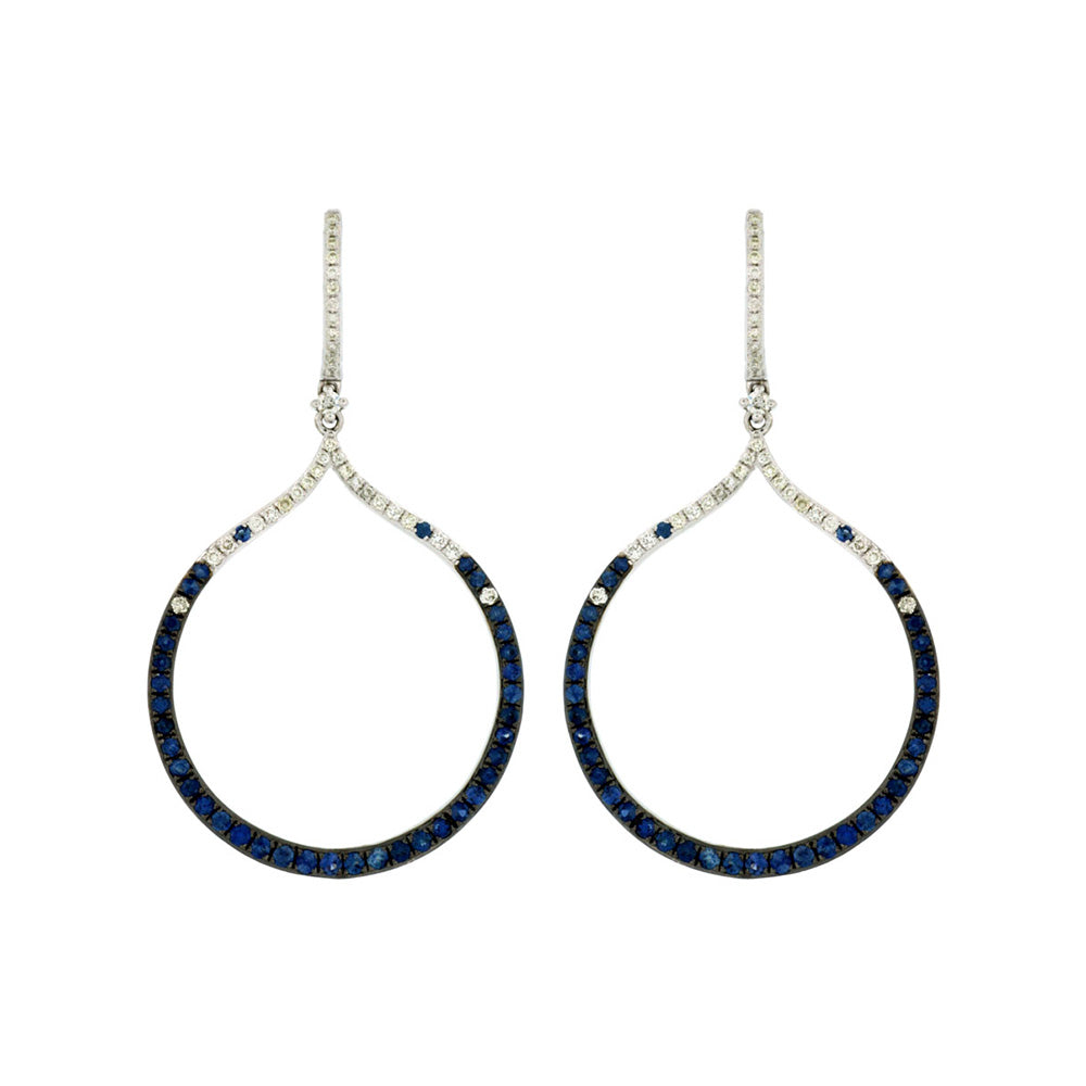 Sapphire and Diamond Open Drop Earrings - Talisman Collection Fine Jewelers
