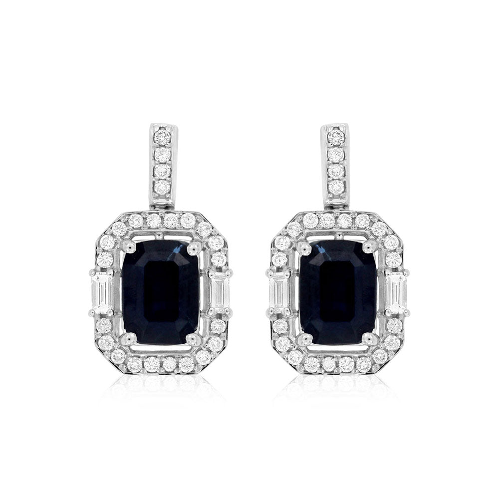 Blue Sapphire and Diamond Royal Drop Earrings - Talisman Collection Fine Jewelers