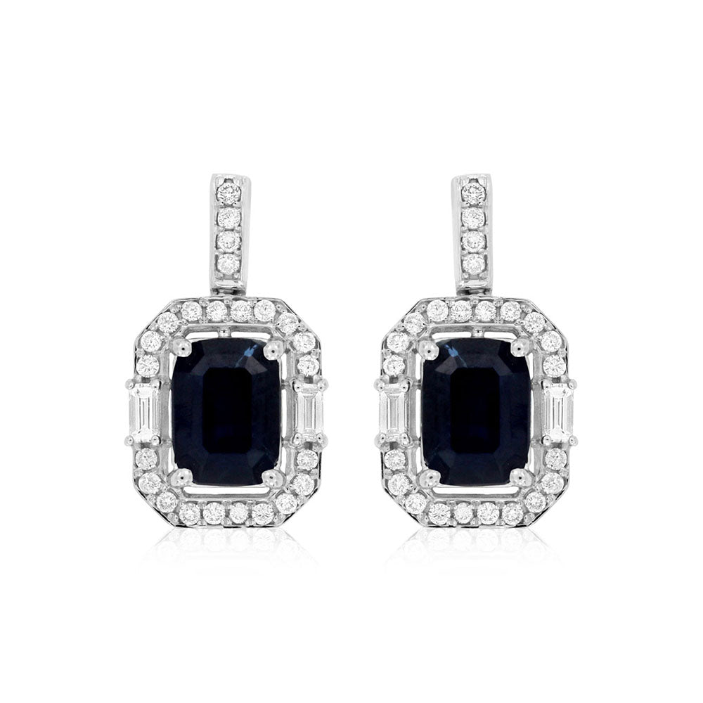 Blue Sapphire and Diamond Royal Drop Earrings - Talisman Collection Fine Jewelers