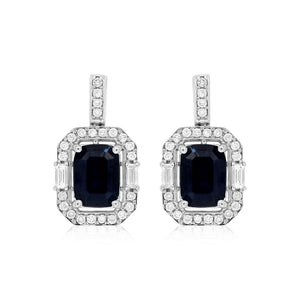 Blue Sapphire and Diamond Royal Drop Earrings - Talisman Collection Fine Jewelers