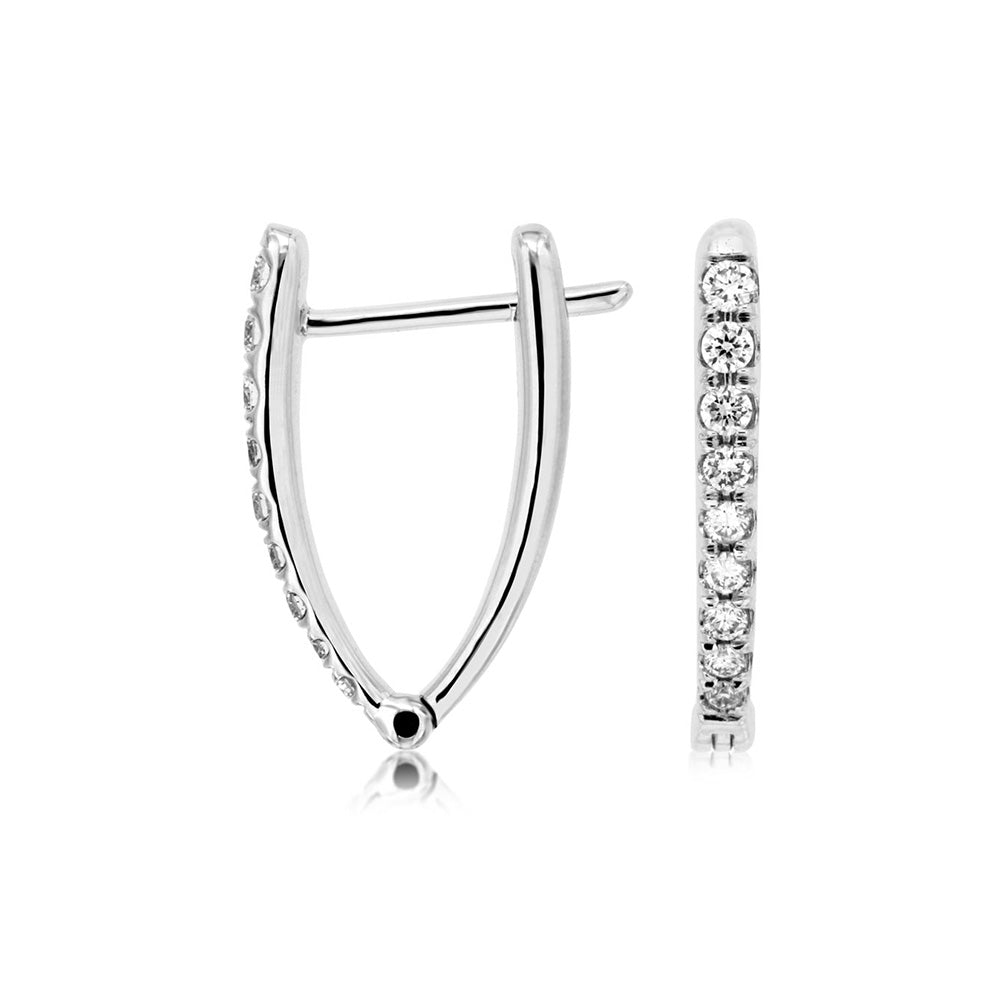 Diamond Wishbone Hoop Earrings in 14k White Gold - Talisman Collection Fine Jewelers