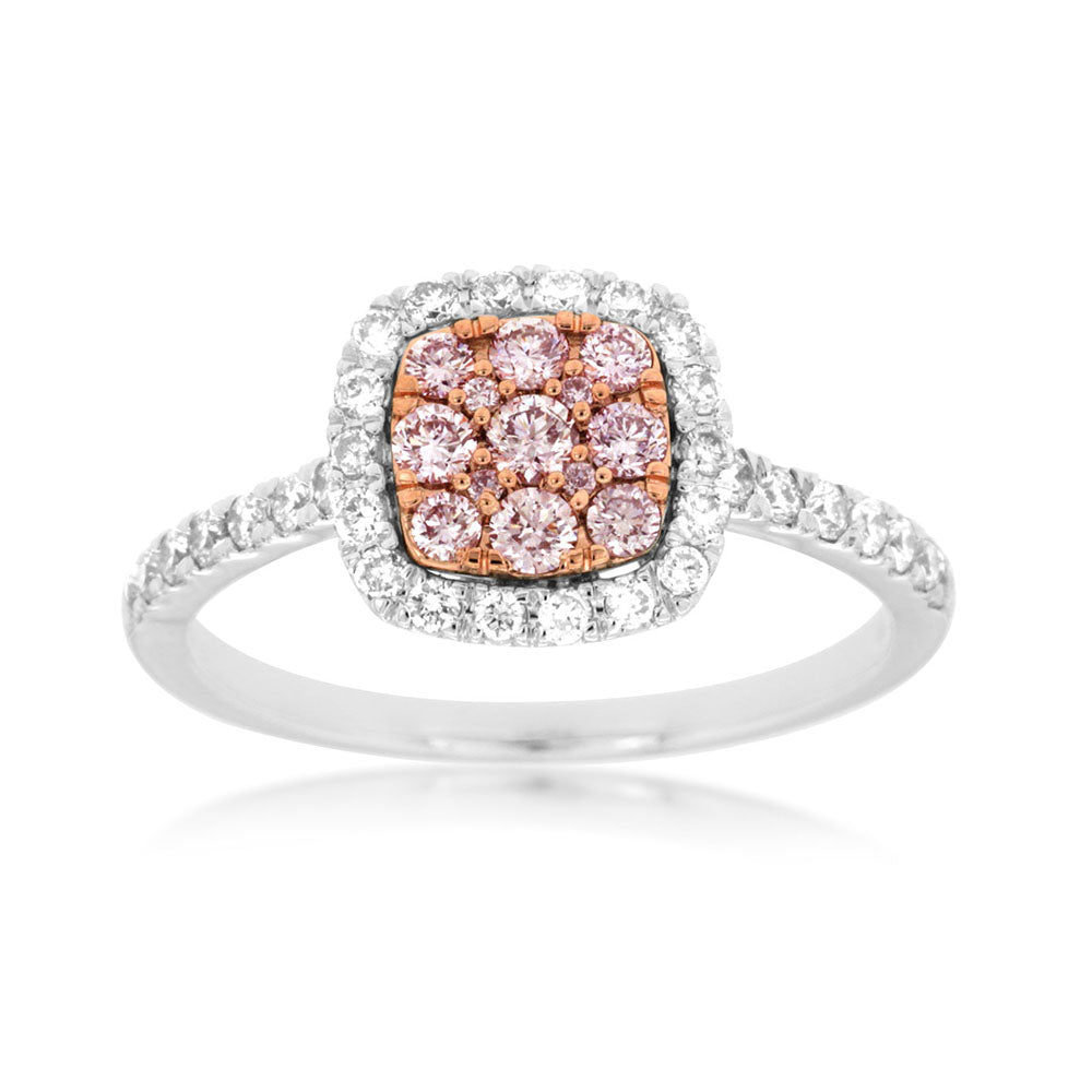 Pink Diamond Pavé Square Ring with White Diamonds - Talisman Collection Fine Jewelers