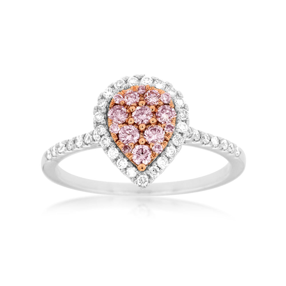 Pink Diamond Pavé Pear-Shaped Ring with White Diamonds - Talisman Collection Fine Jewelers
