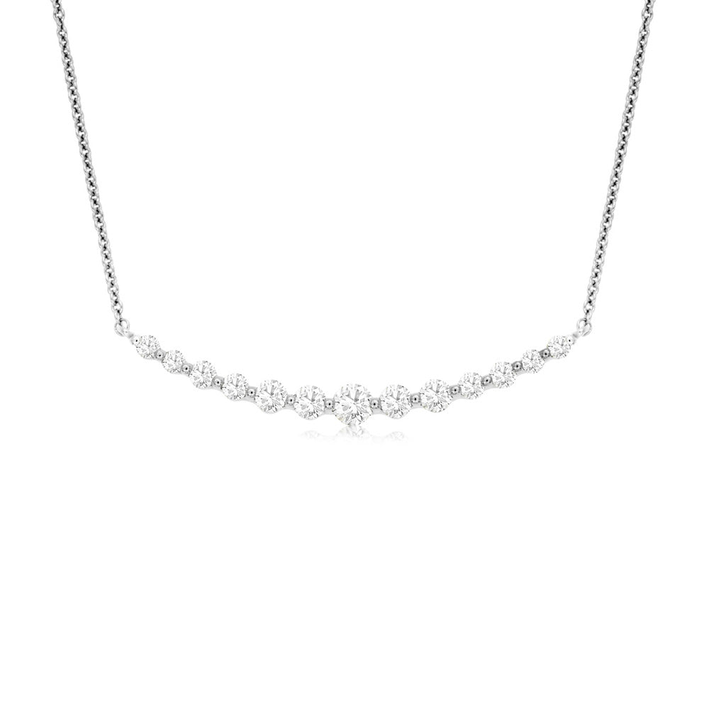 Diamond Bar Necklace in 14k White Gold - Talisman Collection Fine Jewelers