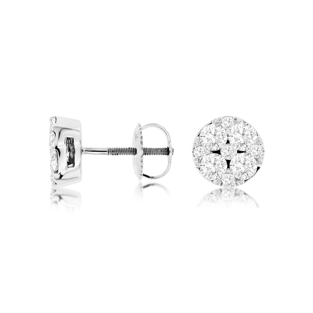Diamond Mosaic Stud Earrings, 1.00 Carat Total Weight in 14k White Gold - Talisman Collection Fine Jewelers