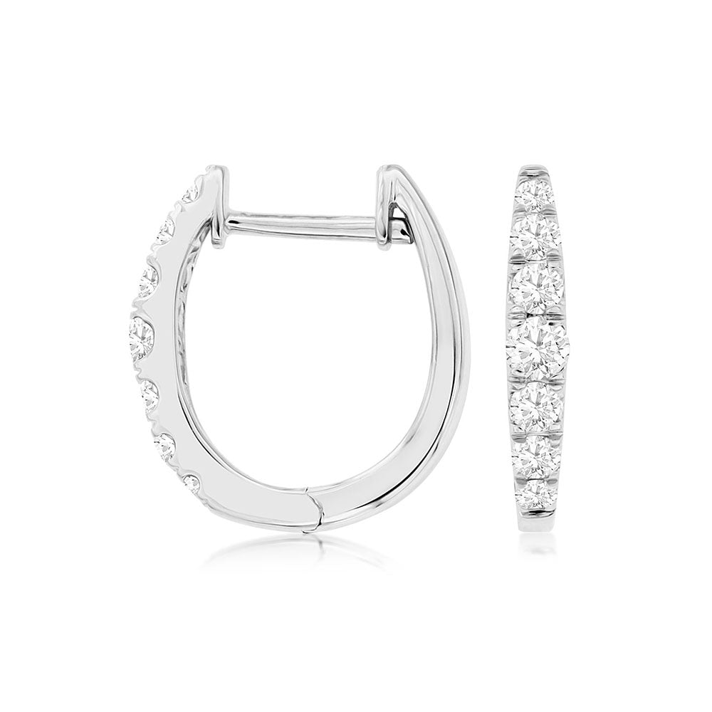 Diamond Hoop Earrings, 0.50 Carat Total Weight in 14k White Gold - Talisman Collection Fine Jewelers