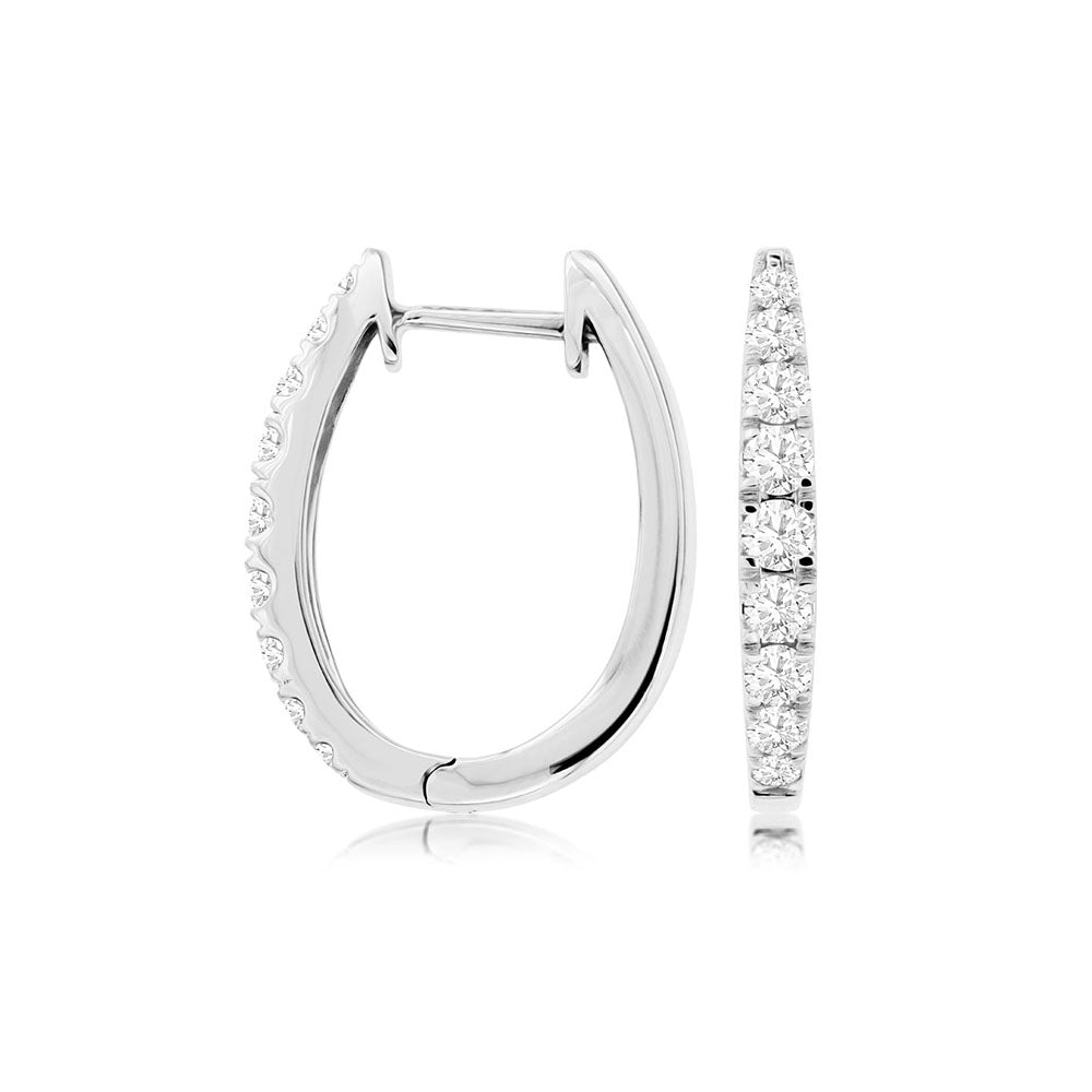 Diamond Hoop Earrings, 1.00 Carat Total Weight in 14k White Gold - Talisman Collection Fine Jewelers