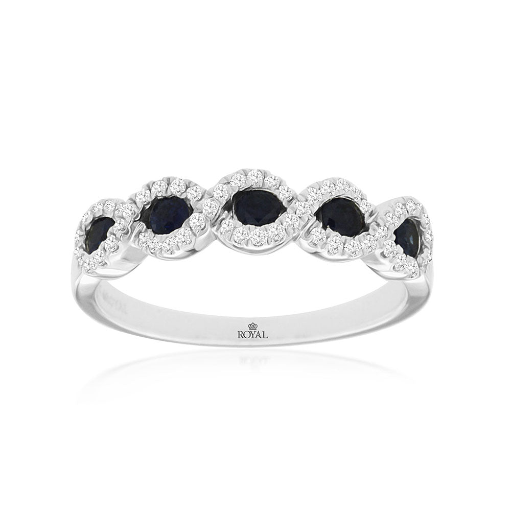 Sapphire and Diamond Stack Band in 14k White Gold - Talisman Collection Fine Jewelers