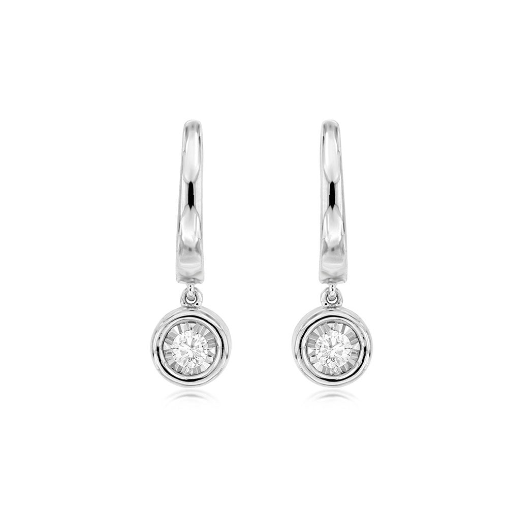 Diamond Single Bezel Drop Earrings