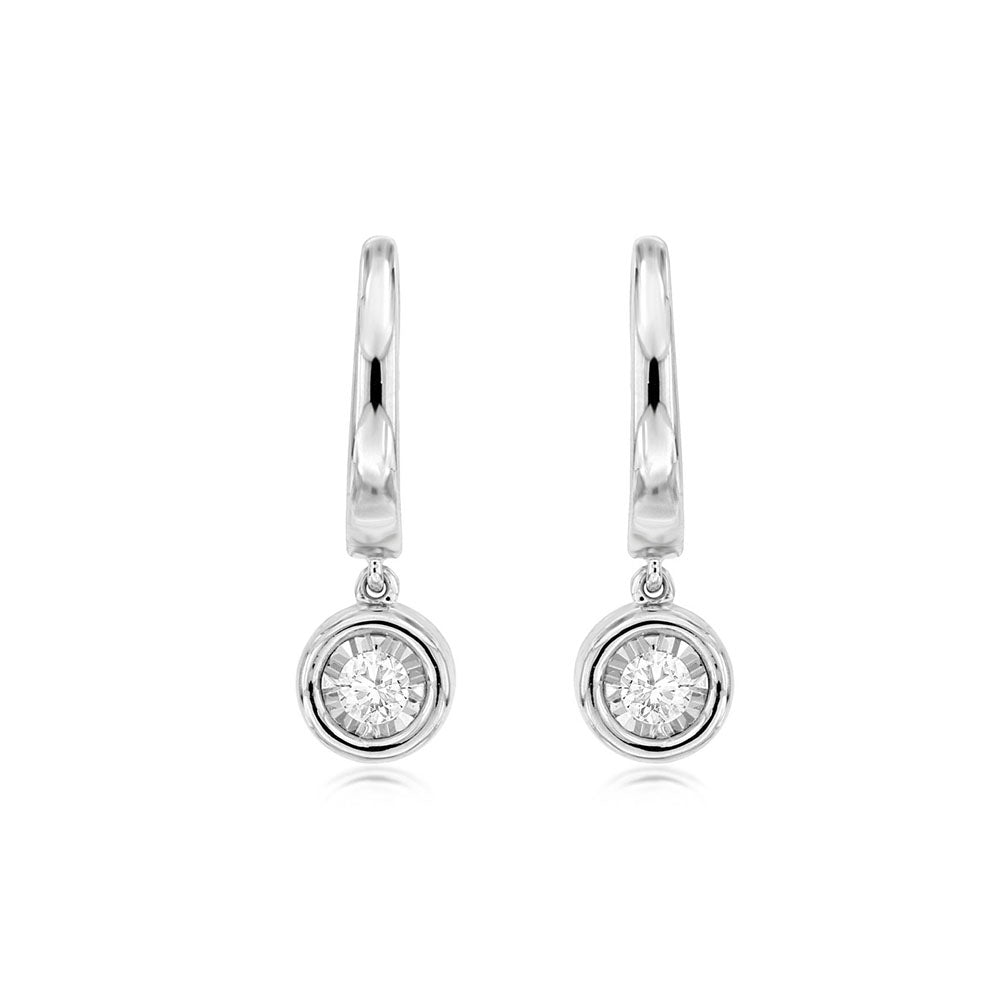 Diamond Single Bezel Drop Earrings - Talisman Collection Fine Jewelers