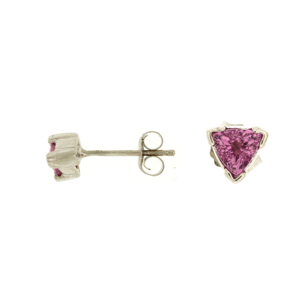 Pink Sapphire Trillion Stud Earrings - Talisman Collection Fine Jewelers