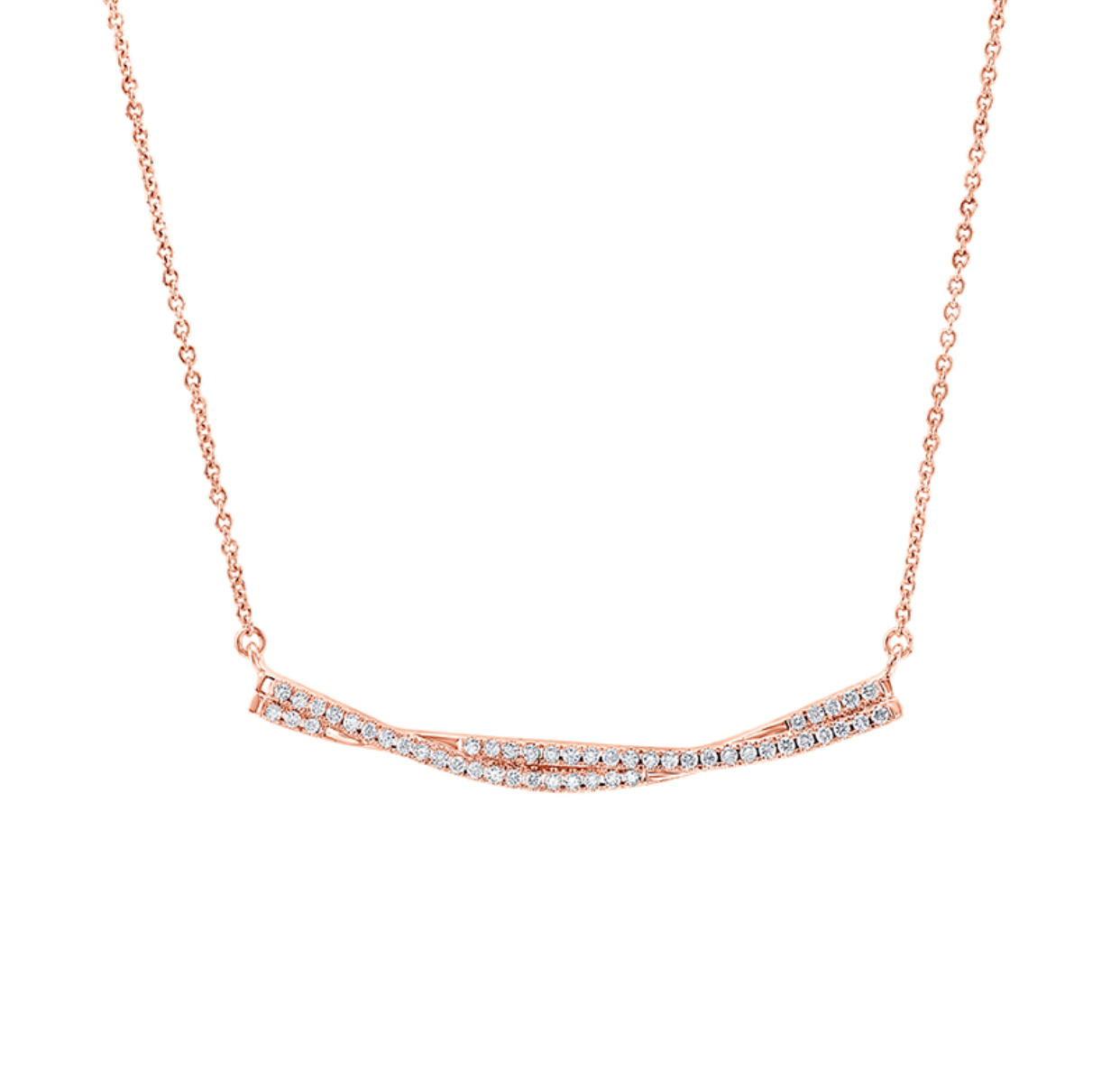 Diamond Twisted Bar Necklace in White, Yellow or Rose Gold - Talisman Collection Fine Jewelers