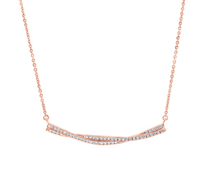 Diamond Twisted Bar Necklace in White, Yellow or Rose Gold - Talisman Collection Fine Jewelers